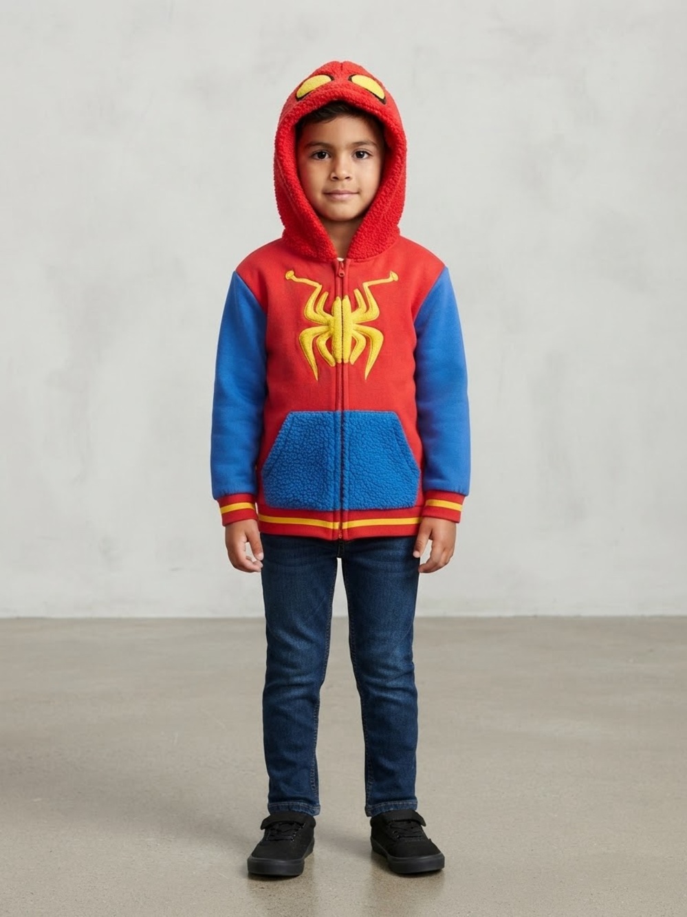 Kids Red and Blue Superhero Zip Hoodie Costume